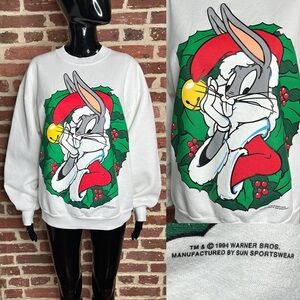 Vintage 90s Holiday Crew Neck Sweatshirt by Sun Sportswear Size Large